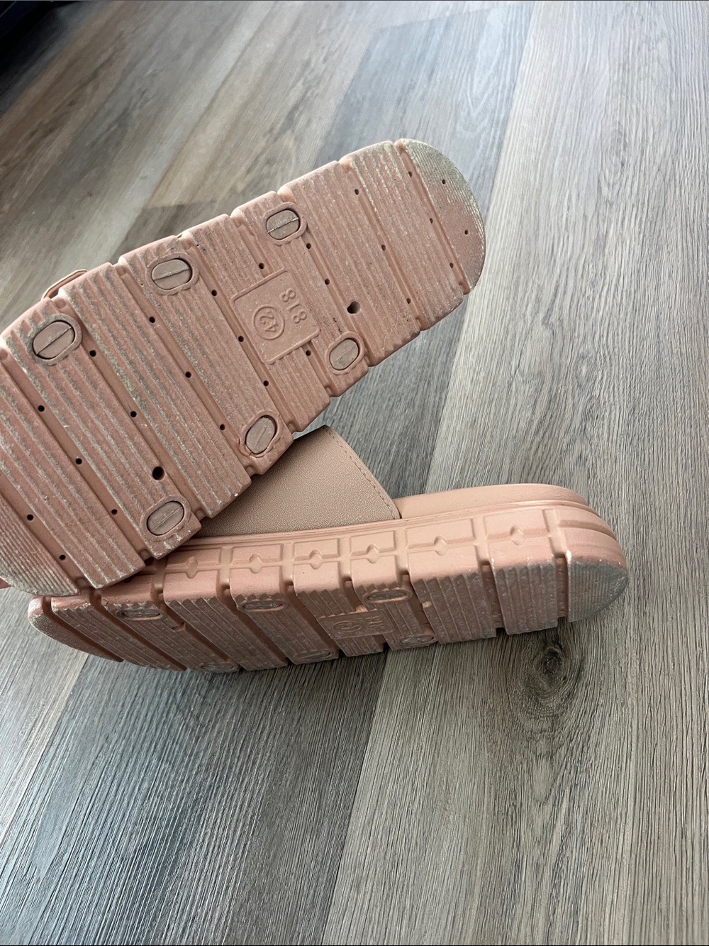 Women's Beige Double-Buckle Platform Slide Sandals - Picture 4 of 4
